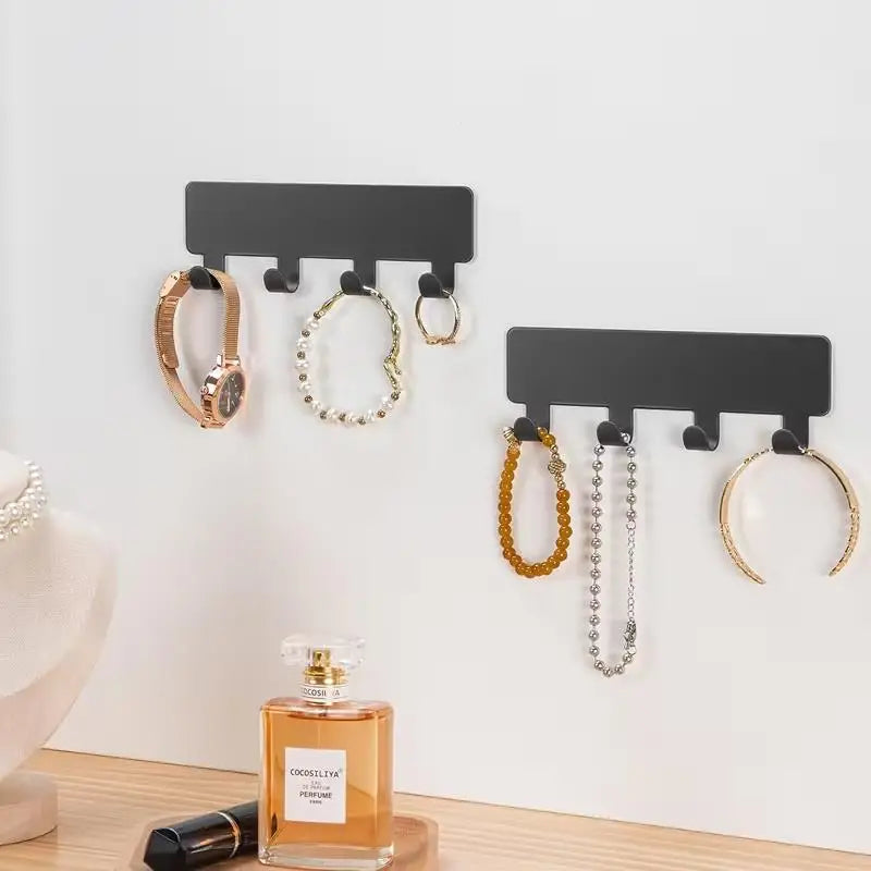 1pcs Black Adhesive Key Holder – Modern Metal Wall Mount, No-Drill Install for Entry, Hall, Office, Decor
