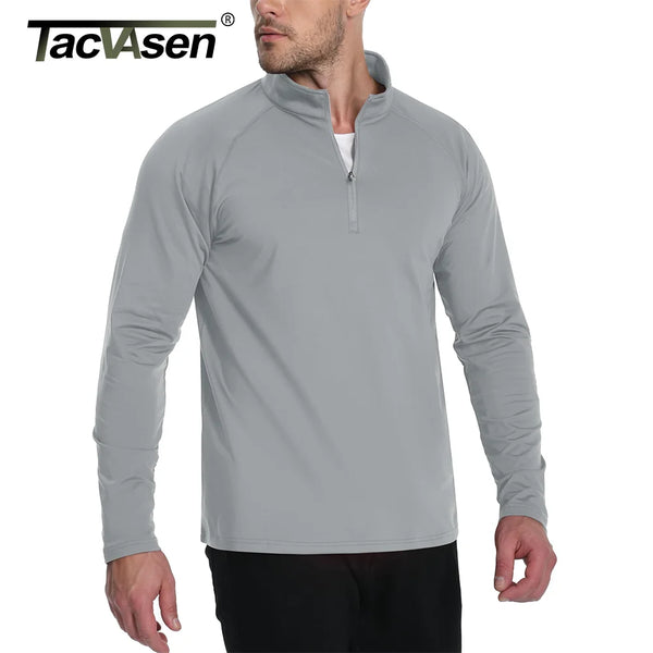 TACVASEN Thermal Fleece Lined T-shirts Men's 1/4 Zip Long Sleeve Shirts Outdoor Hiking Running Athletic Shirt Pullover Top