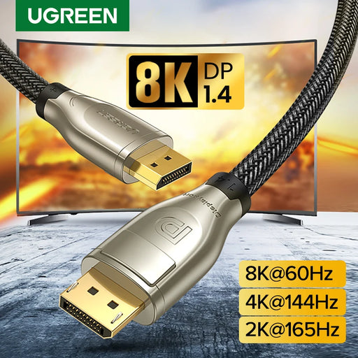 UGREEN DisplayPort Cable 8K DP 1.4 Adapter for TV Xiaomi 2K165Hz 32.4Gbps for PUBG Gaming Play for PC Computer Monitor Projector