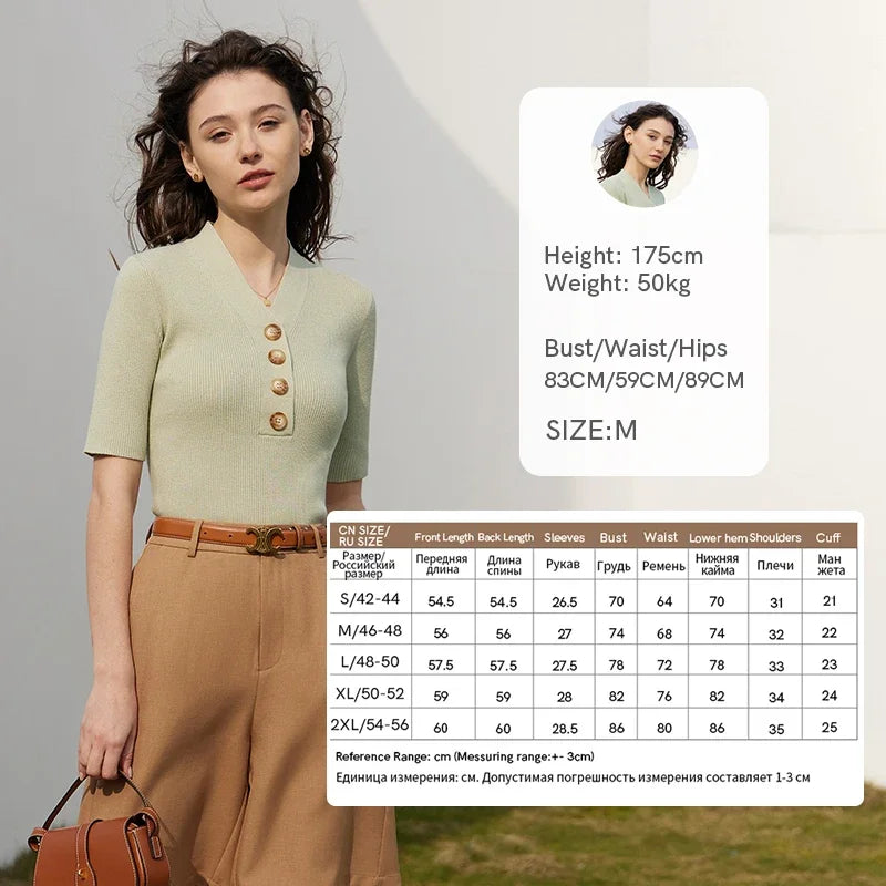 អាវយឺតប៉ាក់ AMII Minimalist សម្រាប់ស្ត្រី រដូវស្លឹកឈើជ្រុះឆ្នាំ ២០២៦ រចនាប័ទ្ម New England សម្រាប់ធ្វើដំណើរ ក V ស្លីមស្តើង អាវប៉ាក់ ១២៥២១០៨៦