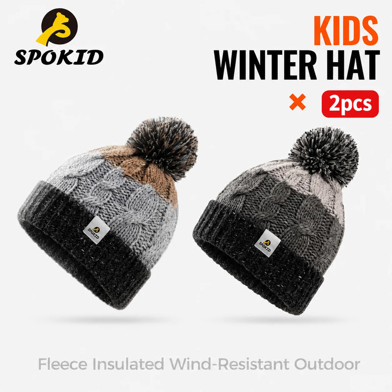 WRELS Merino Wool Knitted Hat Thick Warm Skull Cap Windproof Ear Protection Boys Girls Kids Winter Hiking Outdoor Skiing  Beanie