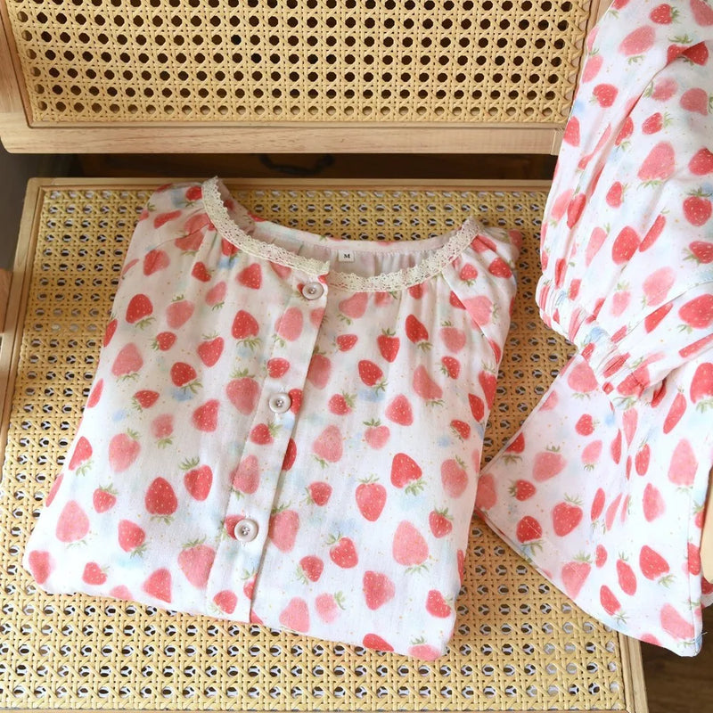 Autumn Sleepwear Women's Cotton Chest Pad Pijama Long Sleeve Pajamas for Women Clothing Set 2 Piece Home Wear Pyjamas Loungewear