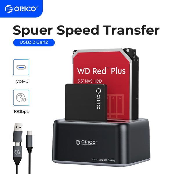 ORICO HDD Enclosure 3.5" SATA to Type-C 10Gbps Hard Drive Docking Station Support UASP 12V3A Power Adapter for HDD/SSD