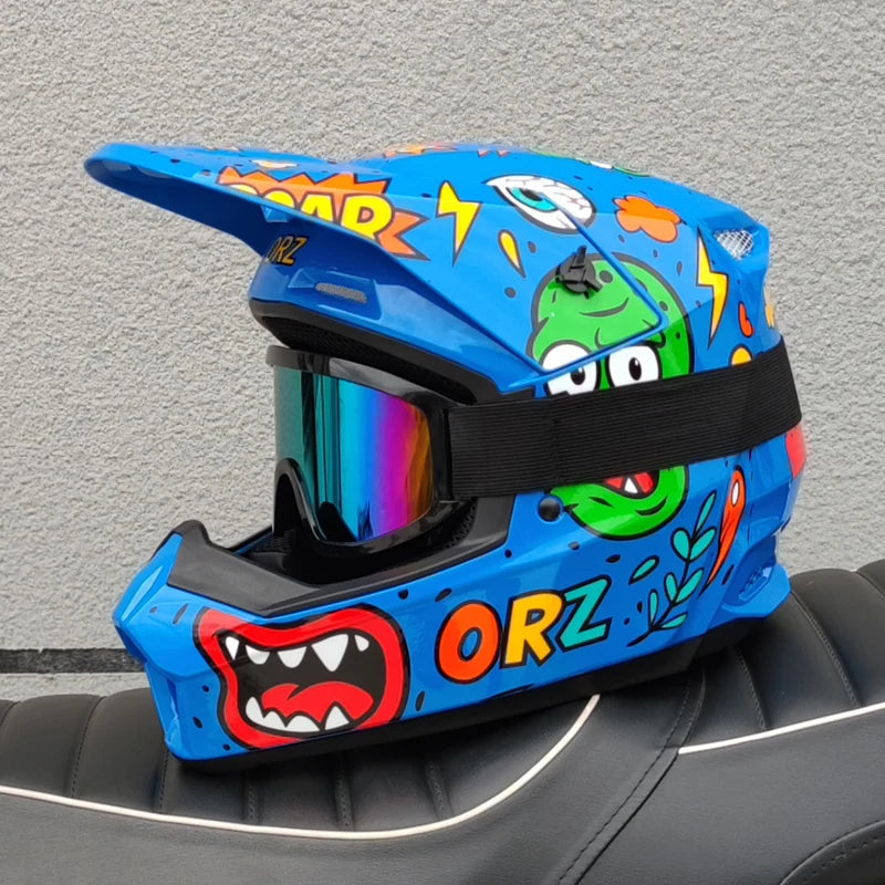 DOT approves ORZmotorcycle helmet children off-road helmet bike downhill AM DH cross helmet capacete motocross casco capacitance