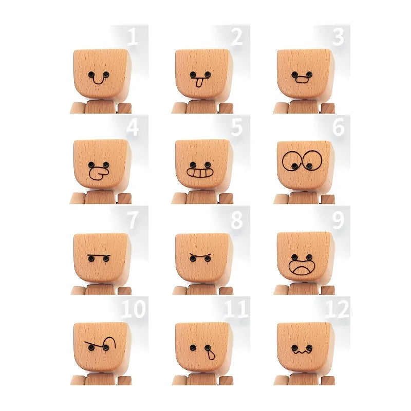 1pc Shaking Wooden for Man,12 Vivid Expression Accessories/Desktop, Bookshelf, Car Decorations,As a holiday gift.desk decoration