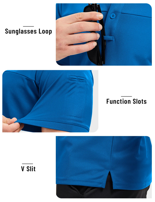 TACVASEN Men's Tactical Polo Shirt UPF 50+ Sun Protection Quick Dry Short Sleeve Shirt Moisture Wicking Outdoor Hiking Polo