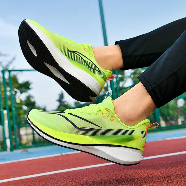 Men women carbon plate casual sneakers four seasons breathable soft-sole outdoor speed running shoes light racing sports shoes