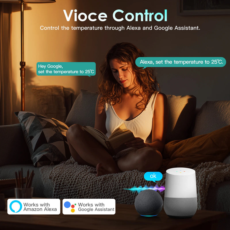 BSEED WIFI Electric Heating Water Boiler Smart Thermostat With Socket Support Alexa Google Temperature Controller Plastic Frame