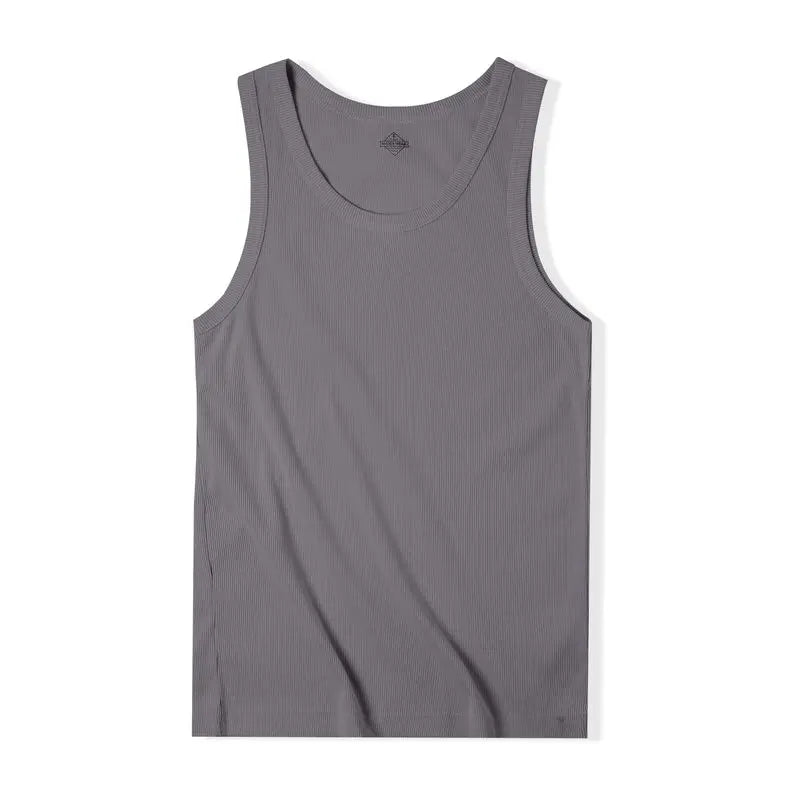 Maden Casual Men's Sleeveless Tank Tops Heavyweight Solid Color Ribbed Vest for Summer Slim Fit Sports Fitness Training T-shirt