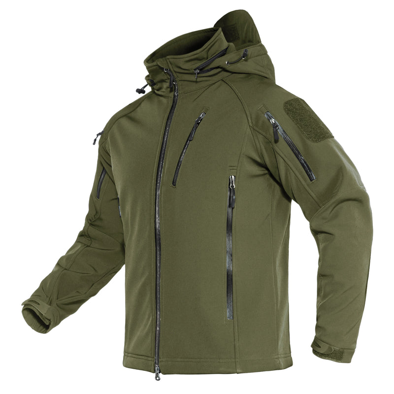TACVASEN Windproof Winter Fleece Lining Hooded Jacket Mens Waterproof Softshell Jacket Coat Hiking Work Jackets Coat Outwear