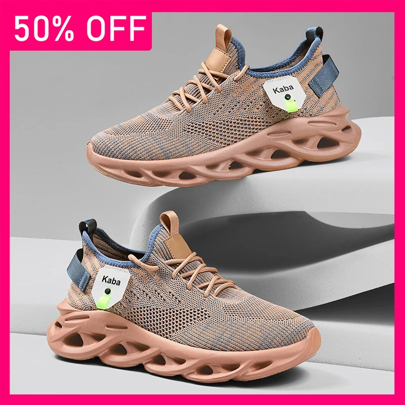 Men Sports Shoes Soft Sole Rebound Street Running Shoes New Fashionable Mesh Lightweight Breathable Walking Tennis Shoes for Men