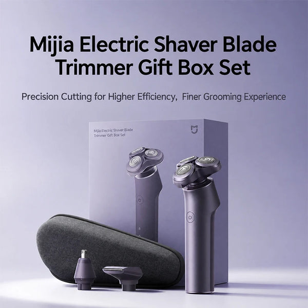 ឈុតកោរសក់អគ្គិសនី MIJIA, ក្បាលកោរសក់បីជ្រុង, ក្បាលអណ្តែត 360°, ការពារទឹក និង ស្ងួត IPX7, ប្រភេទ C, ឡាមកោរប្រើថ្មបានយូរ