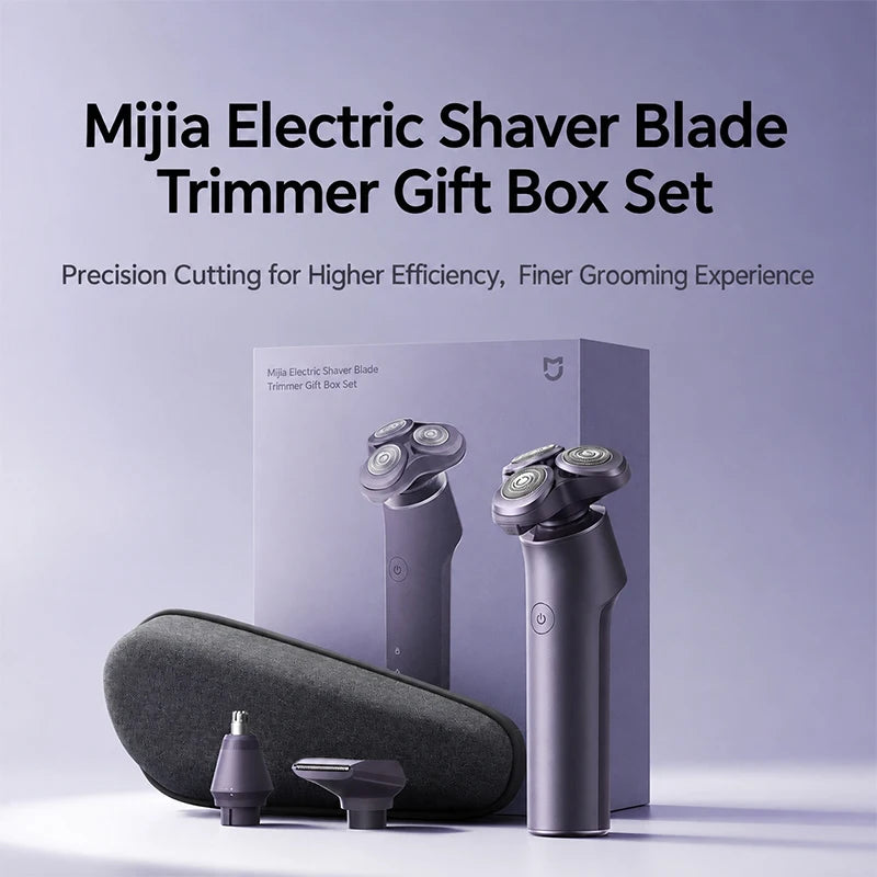 MIJIA Electric Shaver Grooming Gift Set,Double Ring Three-blade Head,360° Floating Head,IPX7 Wet & Dry,Type-C,Long Battery Razor