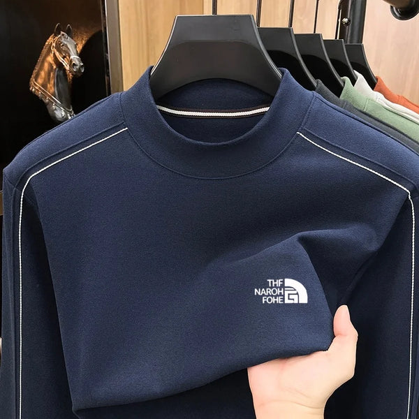 Original Design Men Long Sleeve T-Shirt Round Neck Letter Pattern Printing Autumn Winter New Leisure Comfortable Warm Men's Wear