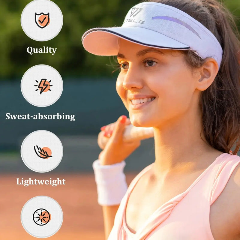 WRLES  Summer Running Caps Breathable UV Protection Baseball Hats Cycling Hiking Beach Sport Tennis Empty Top Sun Visor Hat