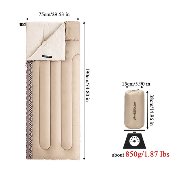 Naturehike Sleeping Bag L150 Ultralight Portable Cotton Sleeping Bag Spliceable Summer Sleeping Bag Outdoor Camping Sleeping Bag