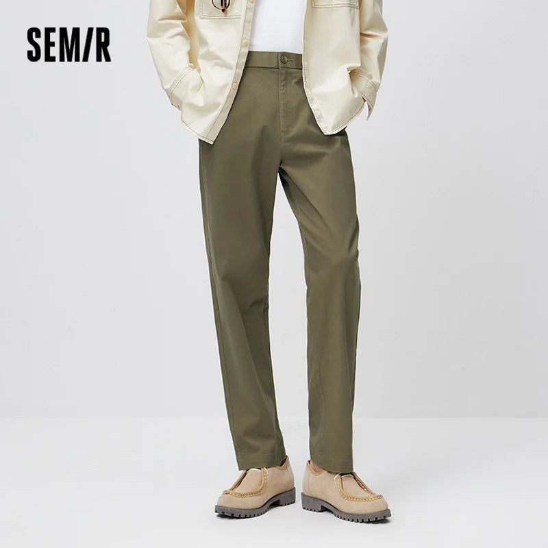Semir Versatile Pants Men 2026 Spring Solid Color Tapered Casual Comfortable Daily Wear Stylish Long Trousers