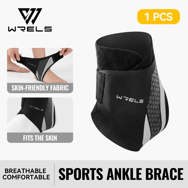 WRELS Ankle Brace Compression Sleeve Slim Fit Breathable Adjustable Basketball Running Football Gym Athletic Sport Ankle Support
