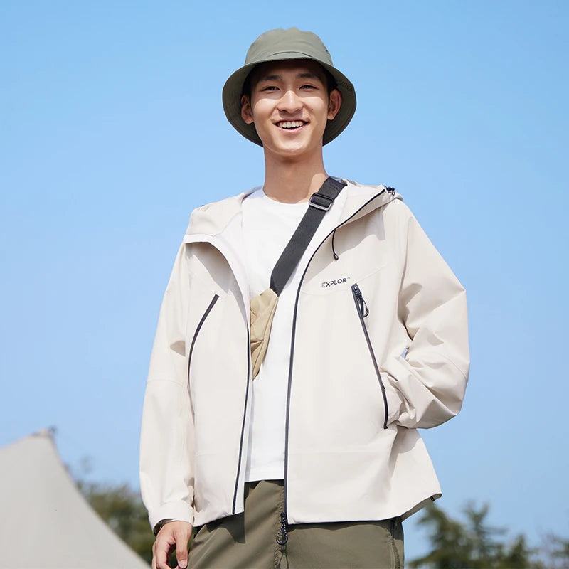 Semir Men Jacket Waterproof Windproof Stain Resistant Hooded Outdoor Clip Jacket Raglan Sleeve Travel Outerwear 2026