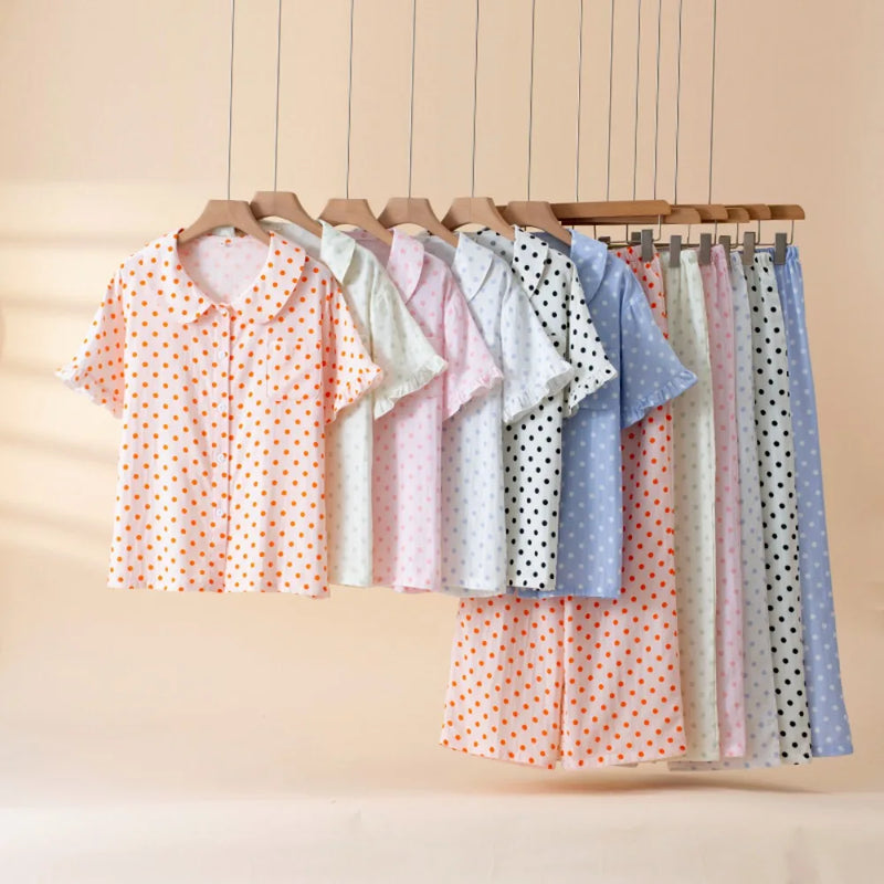 2Pcs/Set Summer Women's Pajamas Sleepwear Loungewear Suit Short Sleeve Top Comfort for Homewear New Casual Soft Pajamas Set