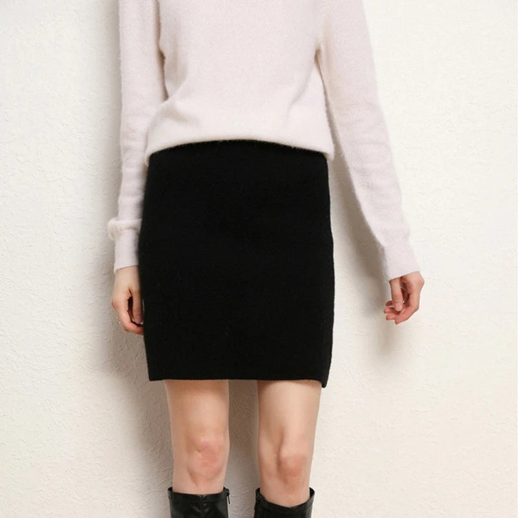 Autumn/Winter Women's Stretch Pencil Skirt, High-waisted A-line Mini Skirt in Asian Sizing, Available in Black, Pink,Beige. 2026