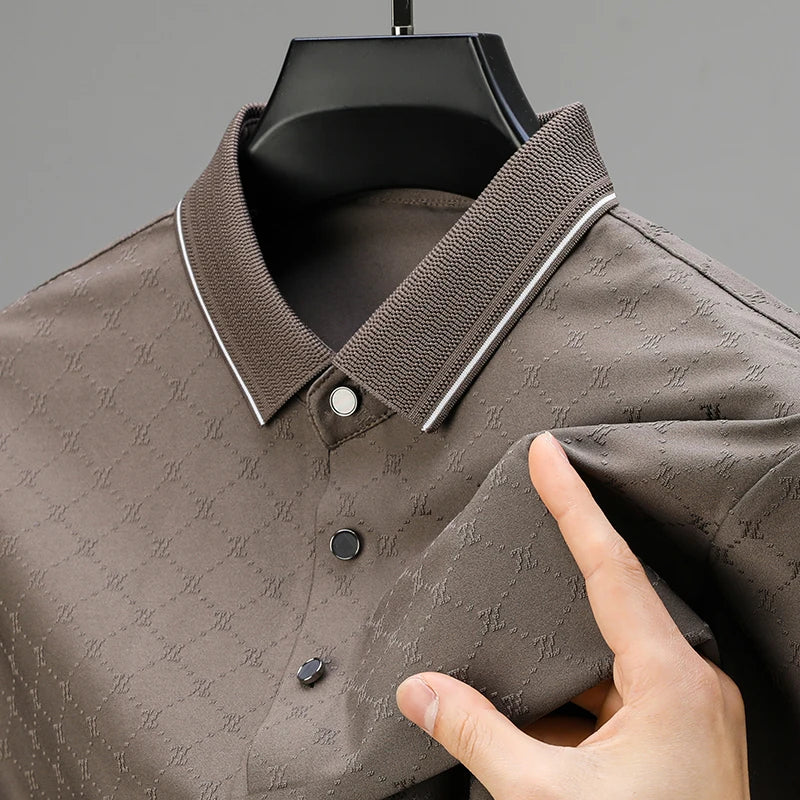2024 Summer Standard Regular Polo Shirt, Summer Short-Sleeved Business Gentleman Men's T-shirt, Fashion High-Grade Dark Pattern