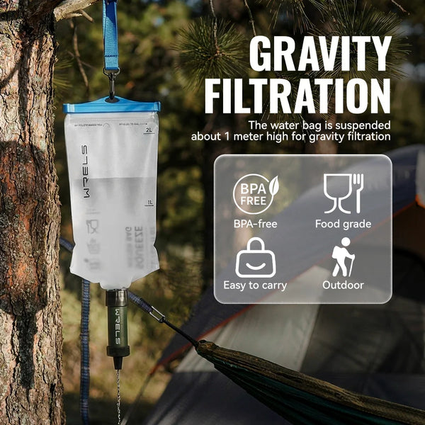 WERLS Hiking Personal Mini Water Filter Straw Portable Outdoor Water Purifier for Camping Backpacking Travel Emergency Survival