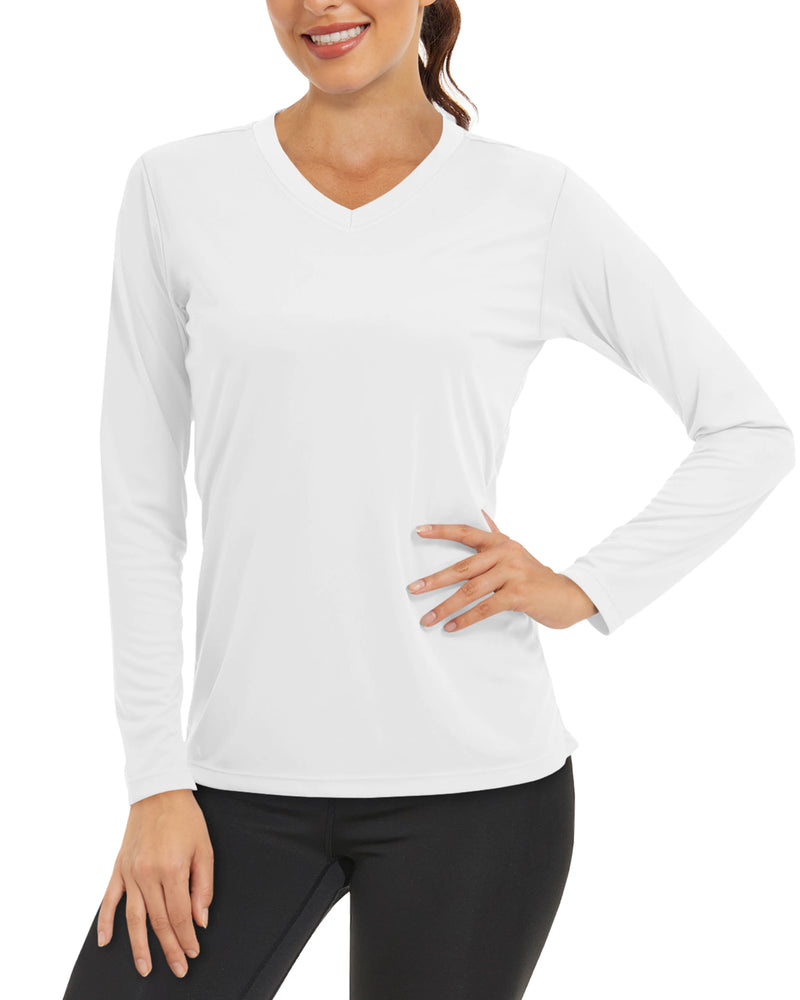 TACVASEN Summer Sun Protection Shirts UPF 50+ Womens Long Sleeve V Neck Shirts Lightweight Quick Dry Tee Shirts Outdoor Pullover