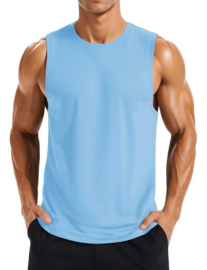 TACVASEN Summer Dry Fit Muscle Tank Tops Mens Workout Sleeveless Cut off Shirts Gym Fitness Bodybuilding Vest Athletic Tank Tops