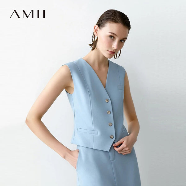 អាវកាក់ Amii សម្រាប់នារី រដូវស្លឹកឈើជ្រុះ ឆ្នាំ២០២៦ អាវកាក់ក V សម្រាប់ធ្វើដំណើរថ្មី អាវកាក់ដៃខ្លី ស្លីម ពណ៌ស្រស់ឆើតឆាយ សម្រាប់នារី អាវធំងាយស្រួលស្លៀក 12621085