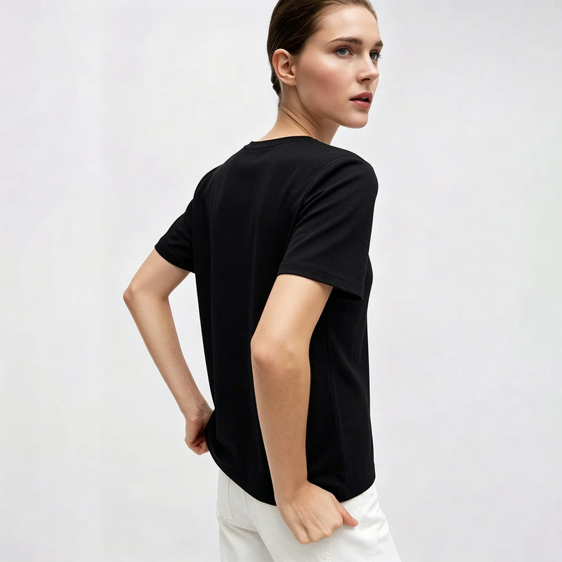Amii Basic Women's T-Shirt 2026 Summer New Short Sleeve Crew Neck Tee Cotton Soft Stretch Casual Versatile Women Top 12612045