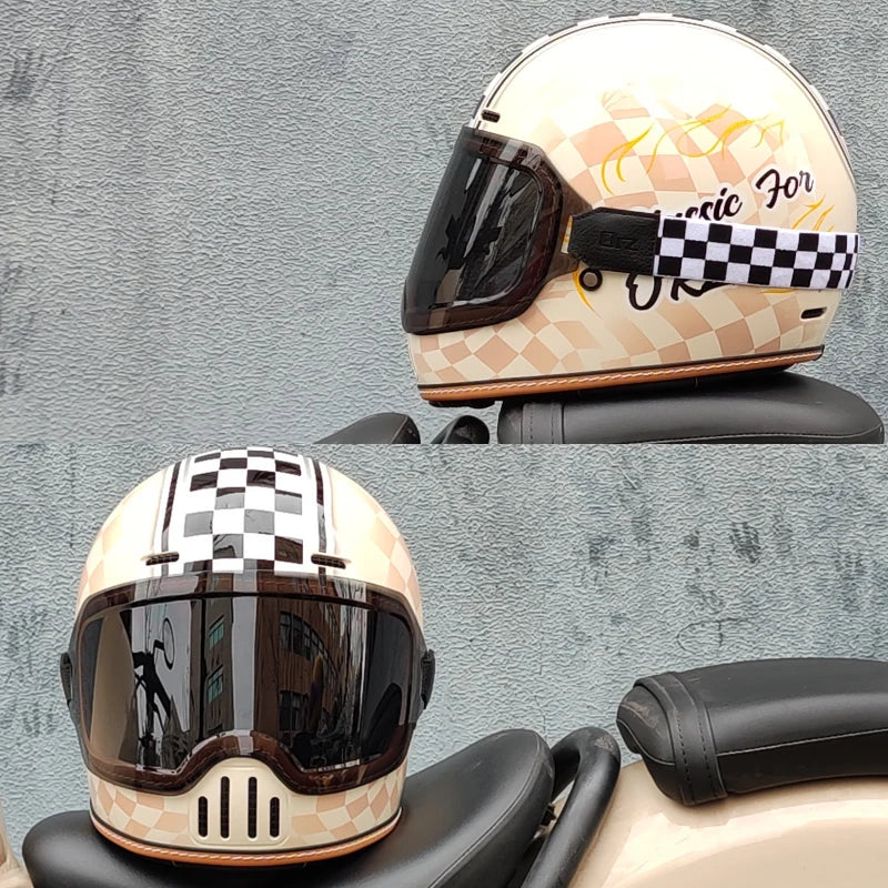ORZ Retro Full Helmet Motorcycle Motorcycle Helmet Four Seasons Couple Street Bike Helmet Riding