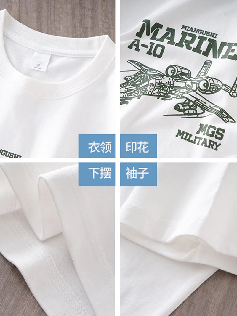 DUKEEN 320G Heavyweight Graphic T Shirts for Men Summer Oversized Pure Cotton Fighter Printed Crew Neck Tops Men's Clothing