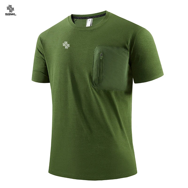 SBWL 2026 Summer men's new high quality outdoor fitness running breathable T-shirt fashion light fast dry short sleeve Tops