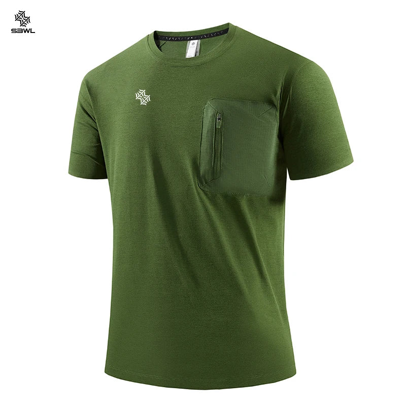 SBWL 2026 Summer men's new high quality outdoor fitness running breathable T-shirt fashion light fast dry short sleeve Tops