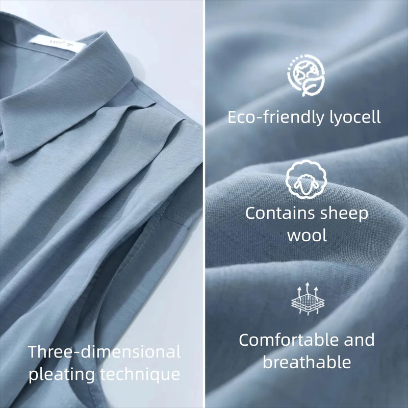 Amii Sleeveless Dress For Women 2026 Summer New Lapel Collar Waist Cinched A-Line Loose Midi Women's Casual Dresses 12642145