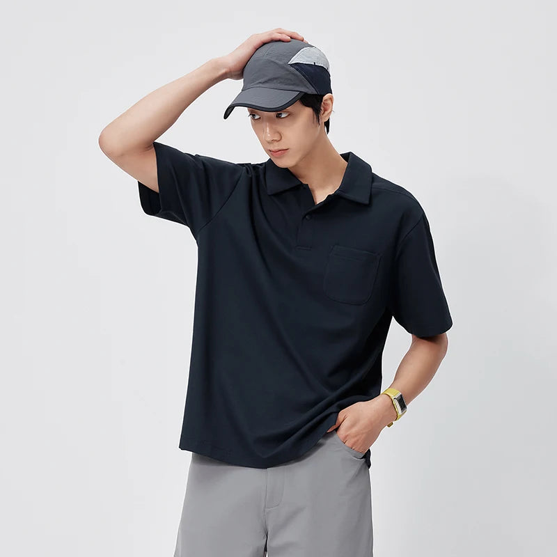 Semir Mens Polo 2026 Slightly Loose Lapel Knitted Cool Feeling Fashion Stereo Split Casual Soft