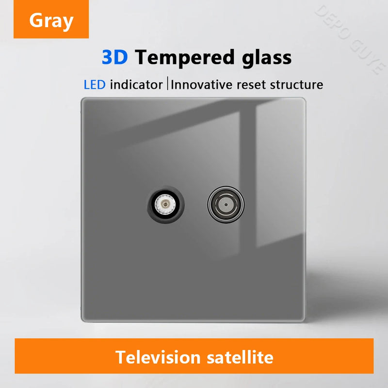 Wall Light Switch Panel LED Indicator UK EU FR Universal USB C Electrical Socket Piano Key Self-reset Wall Switches TV Computer