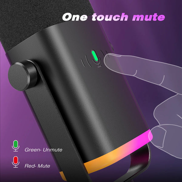 មីក្រូហ្វូនថាមវន្ត FIFINE USB/XLR ជាមួយប៊ូតុងបិទសំឡេងប៉ះ រន្ធដោតកាស ការគ្រប់គ្រង I/O សម្រាប់កុំព្យូទ័រ PS5/4 ឧបករណ៍លាយ មីក្រូហ្វូនលេងហ្គេម Ampligame AM8