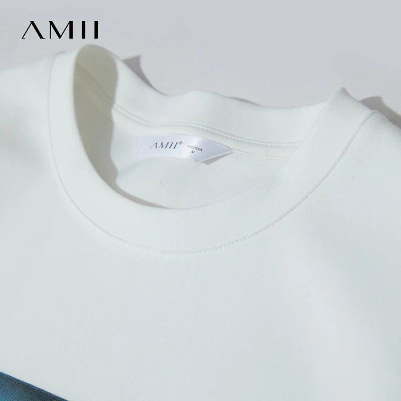 AMII Women Minimalist Summer Casual Dresses 2026 New Print Round Neck Short Sleeve Dress Lady Fashion Woman Clothes 12522003