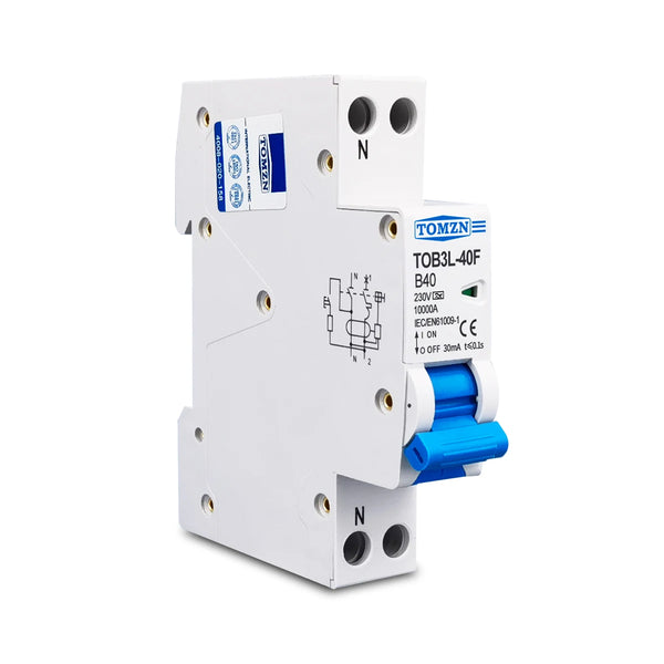TOMZN A Type B Curve RCBO 1P+N 10KA Residual Current Differential Automatic Circuit Breaker with Over Current Leakage Protection