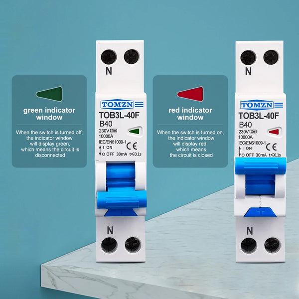 TOMZN A Type B Curve RCBO 1P+N 10KA Residual Current Differential Automatic Circuit Breaker with Over Current Leakage Protection