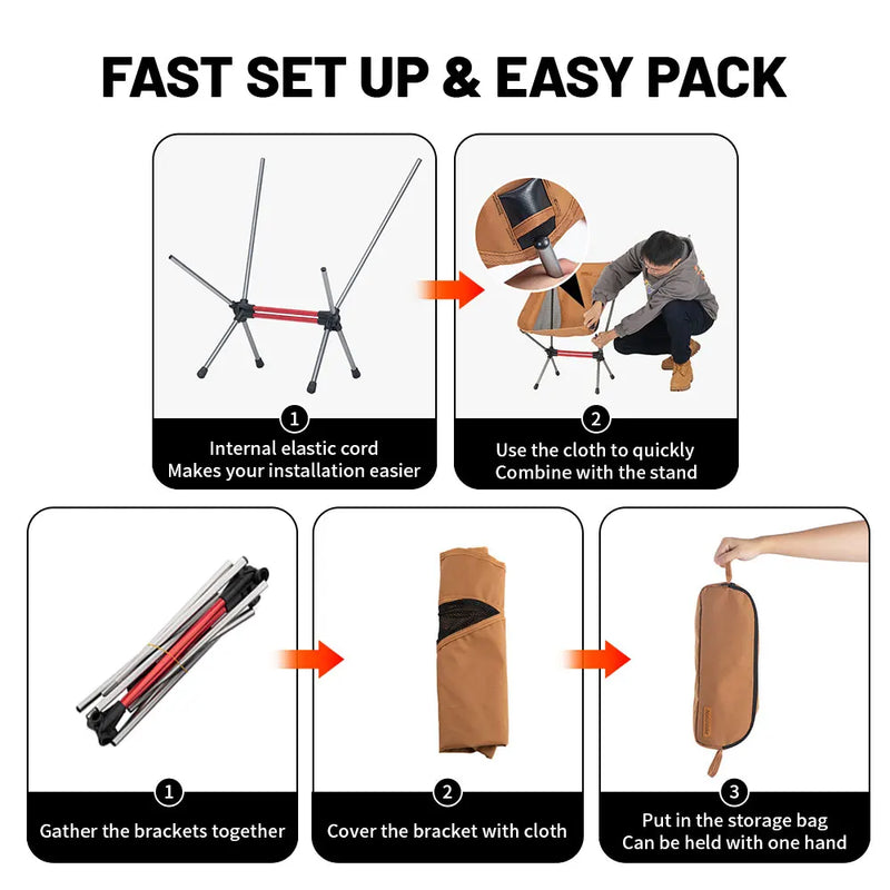 Naturehike YL08 Camping Folding Chair Lightweight Outdoor Portable Moon Aluminum Alloy Fishing Travel Hiking Backpacking Chairs