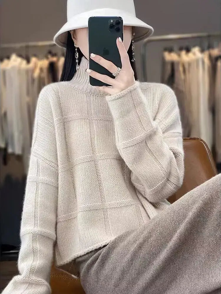 Elegant Ladies Jumper New Turtleneck Warm Knitwear Long Sleeve Tops Female Basic Wear Pullovers Autumn Winter Women's Sweater