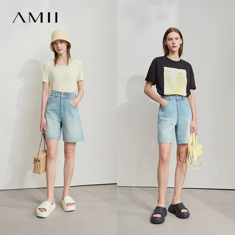 ខោខ្លីនារី Amii រចនាប័ទ្មមហាវិទ្យាល័យថ្មីឆ្នាំ ២០២៦ ខោខ្លីខោខូវប៊យពណ៌ខៀវស្រាល 12542248