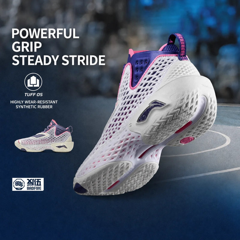 ស្បែកជើងបាល់បោះបុរស Li-Ning BADFIVE V ក្រៅផ្ទះ SUPER BOOM Cushion LIGHT FOAM PLUS ស្បែកជើងប៉ាតា LiNing ឆ្លុះបញ្ចាំងពន្លឺ ABFV025