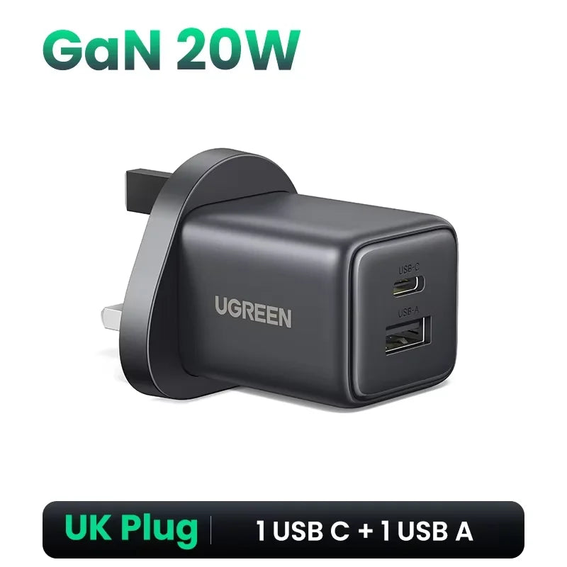 【UK Plug】UGREEN 45W 30W 20W GaN Charger PD 3.0 USB C Phone Charger For iPhone 17 16 15 Pro Samsung S25 Xiaomi Tablet iPad Air