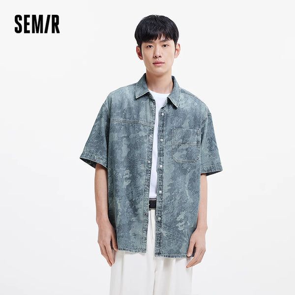 អាវបុរស Semir ឆ្នាំ ២០២៦ ខោខូវប៊យពណ៌ក្លែងបន្លំ កប្បាសសុទ្ធ ដៃខ្លី ម៉ូដធម្មតា ទន់ ពាក់ប្រចាំថ្ងៃ