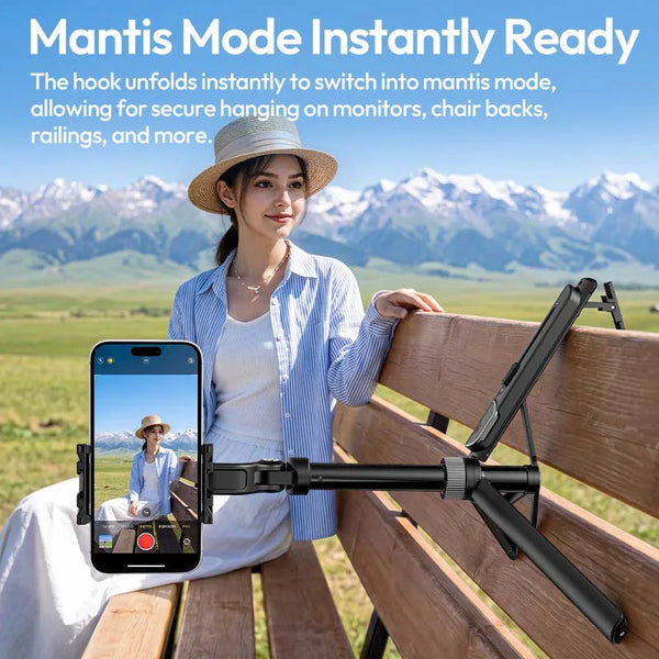 Ulanzi TT86 Mini Overhead Selfie Stick ជើងកាមេរ៉ាទូរសព្ទម៉ាញេទិក ជាមួយនឹង 2 in 1 Clamp Mount ការគ្រប់គ្រងឥតខ្សែ សម្រាប់ Vlog Iphone 17 Android