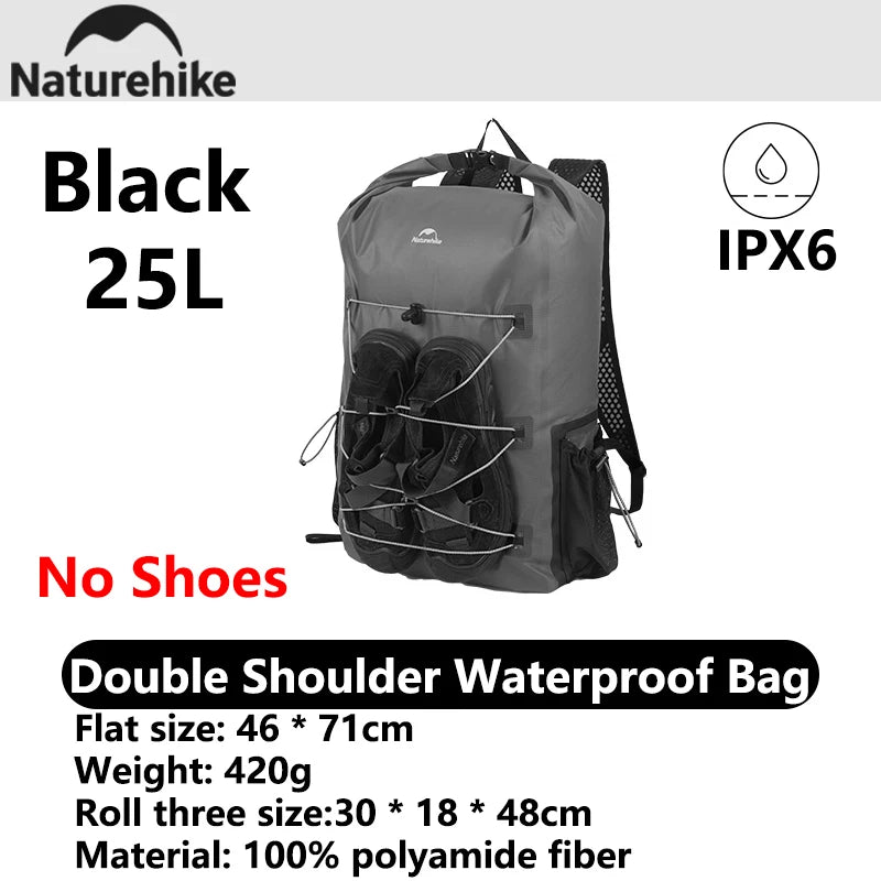Naturehike 2026 Far Mountain 18/25L Lightweight IPX6 Waterproof Bag Outdoor Portable Breathable Camping Water Sports Backpack